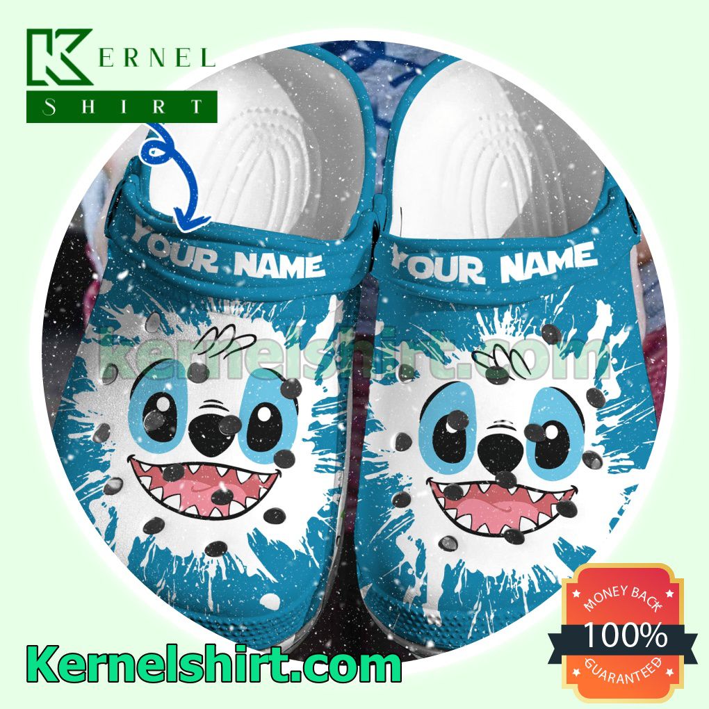 Personalized Stitch Splash On Blue Clogs Shoes Slippers Sandals