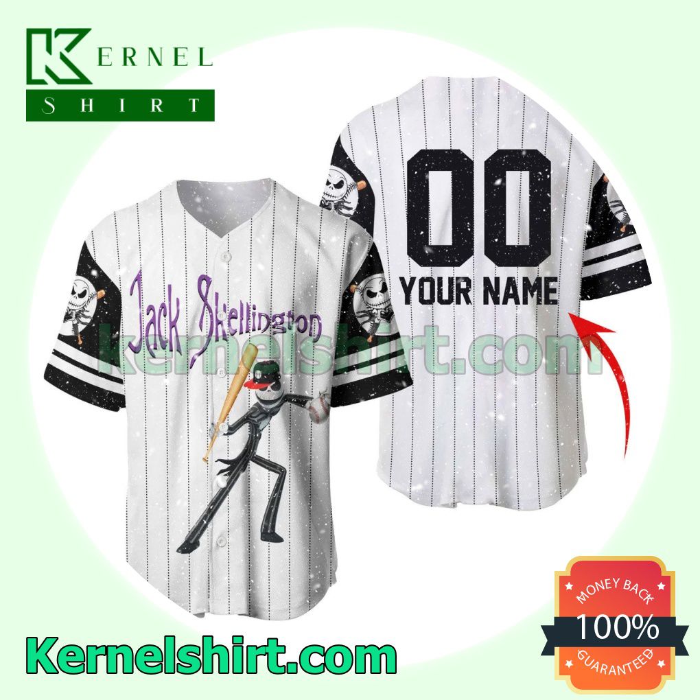 Personalized Striped Jack Skellington Custom Baseball Jersey