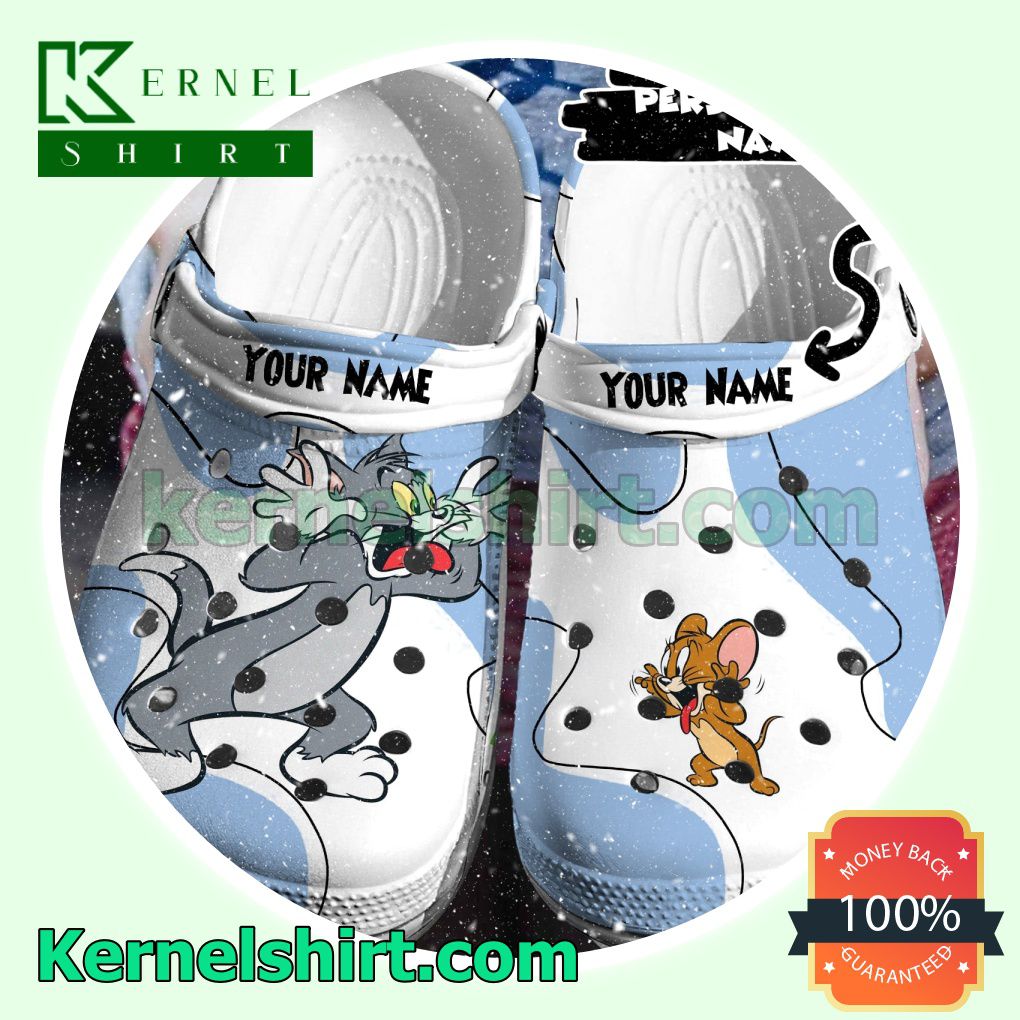 Personalized Tom And Jerry Blue White Clogs Shoes Slippers Sandals