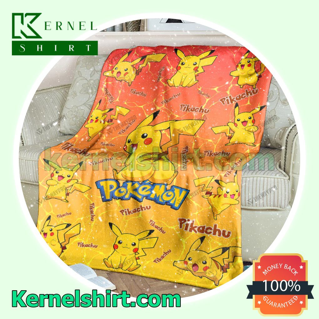 Pikachu Pokemon Pattern Fleece Throw Blanket