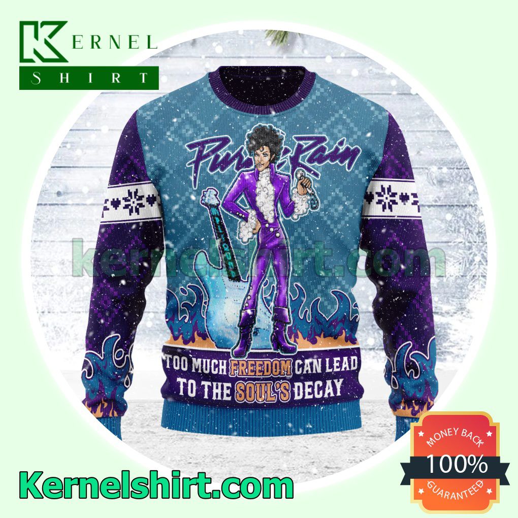 Prince Purple Rain Too Much Freedom Can Lead To The Soul's Decay Xmas Knitted Sweater