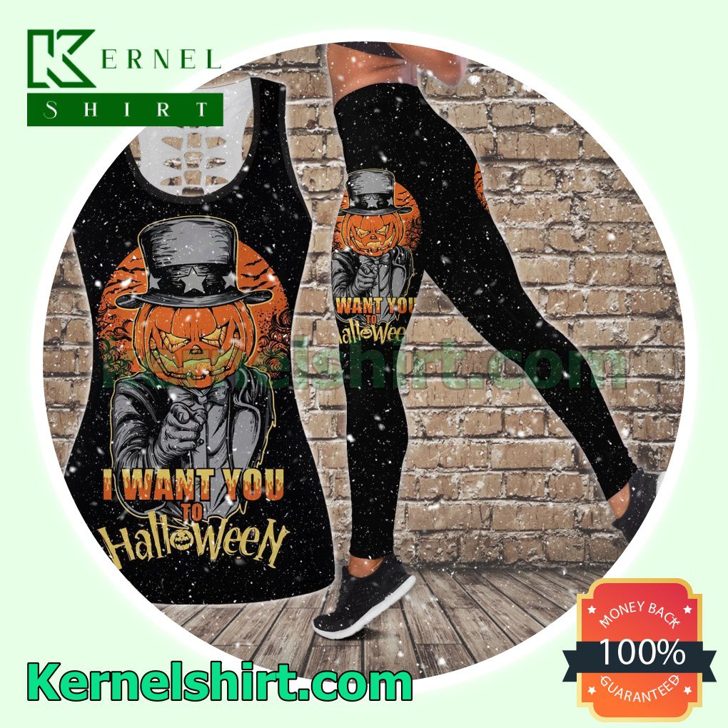 Pumpkin I Want To Halloween Hooded Sweatshirt Women Legging