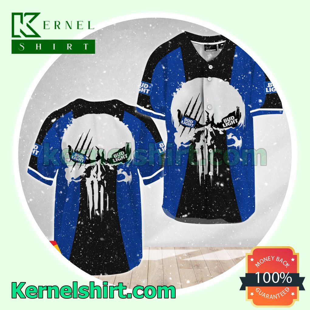 Punisher Skull Bud Light Custom Baseball Jersey