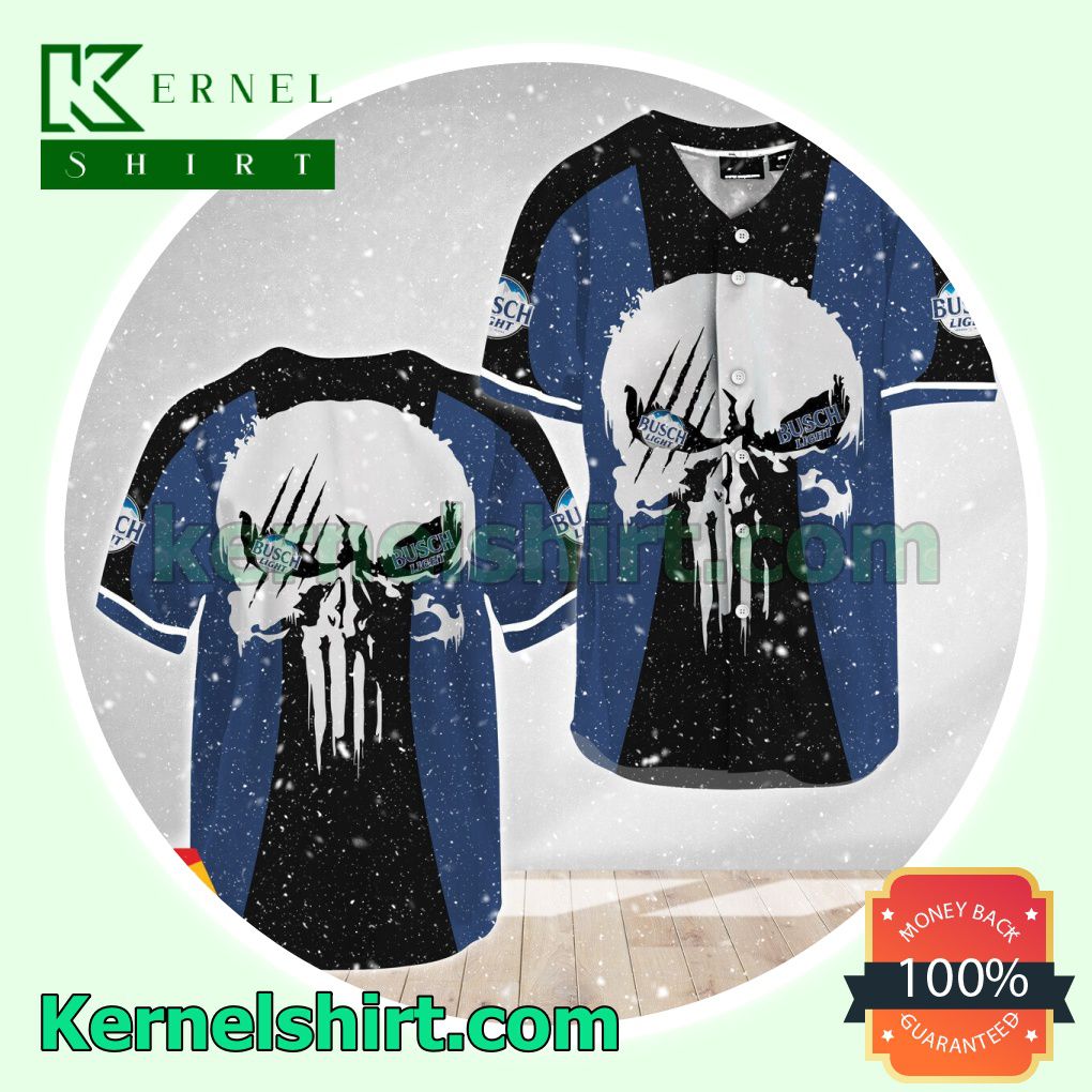 Punisher Skull Busch Light Custom Baseball Jersey