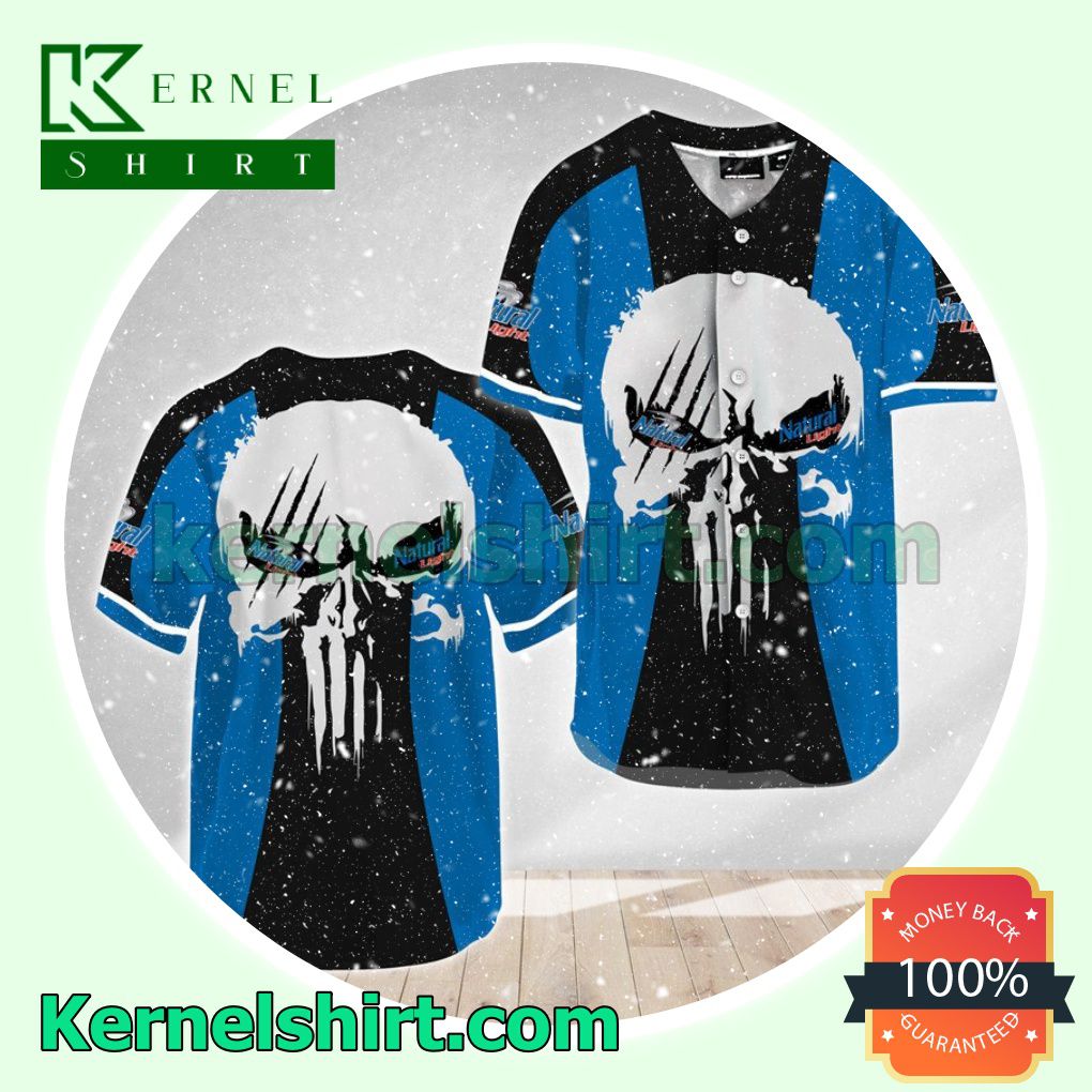 Punisher Skull Natural Light Custom Baseball Jersey