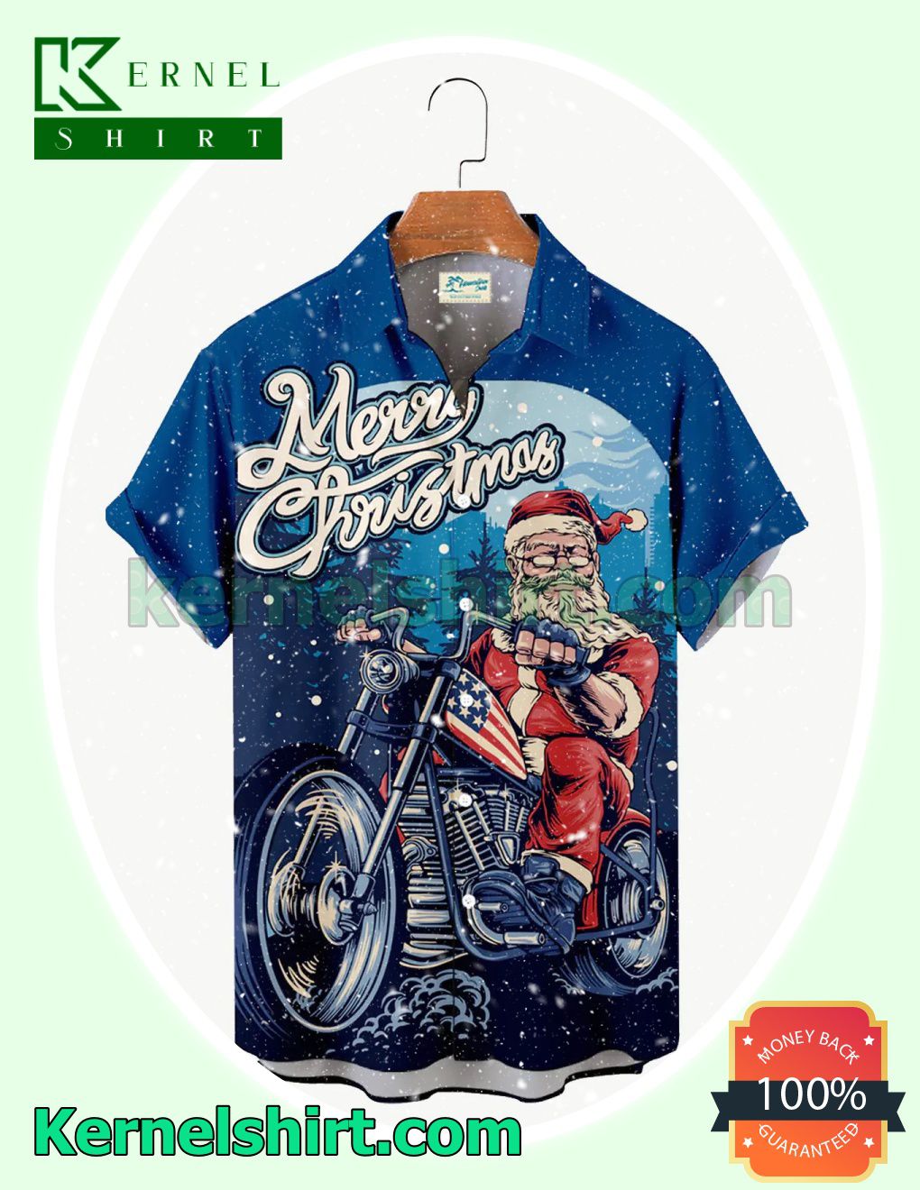 Santa Claus Bike Merry Christmas Xmas Short Sleeve Shirts