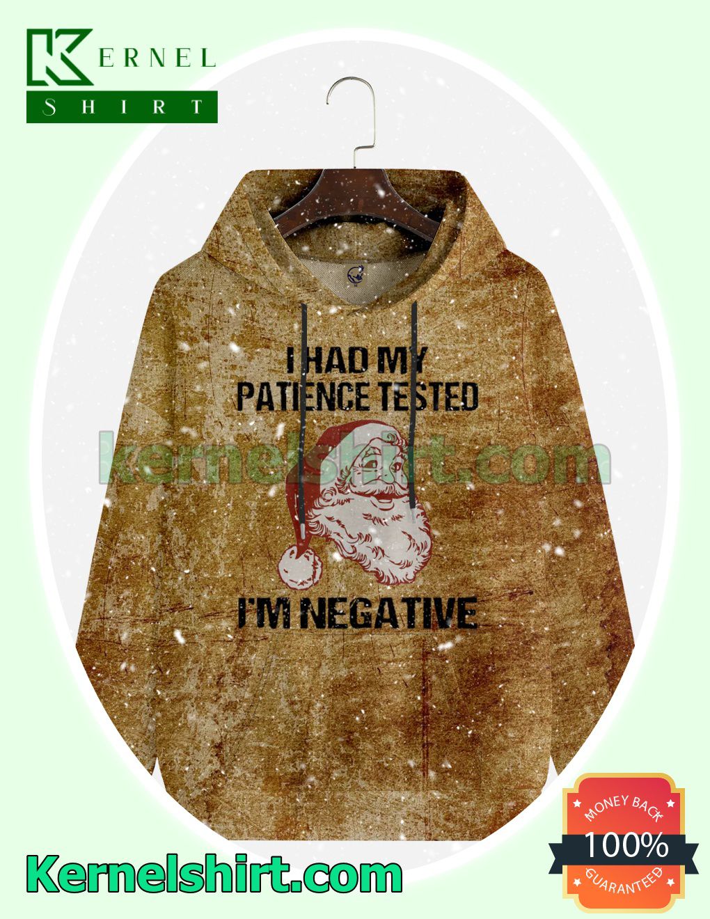 Santa Claus I Had Patience Tested I'm Negative Xmas Hooded Sweatshirt