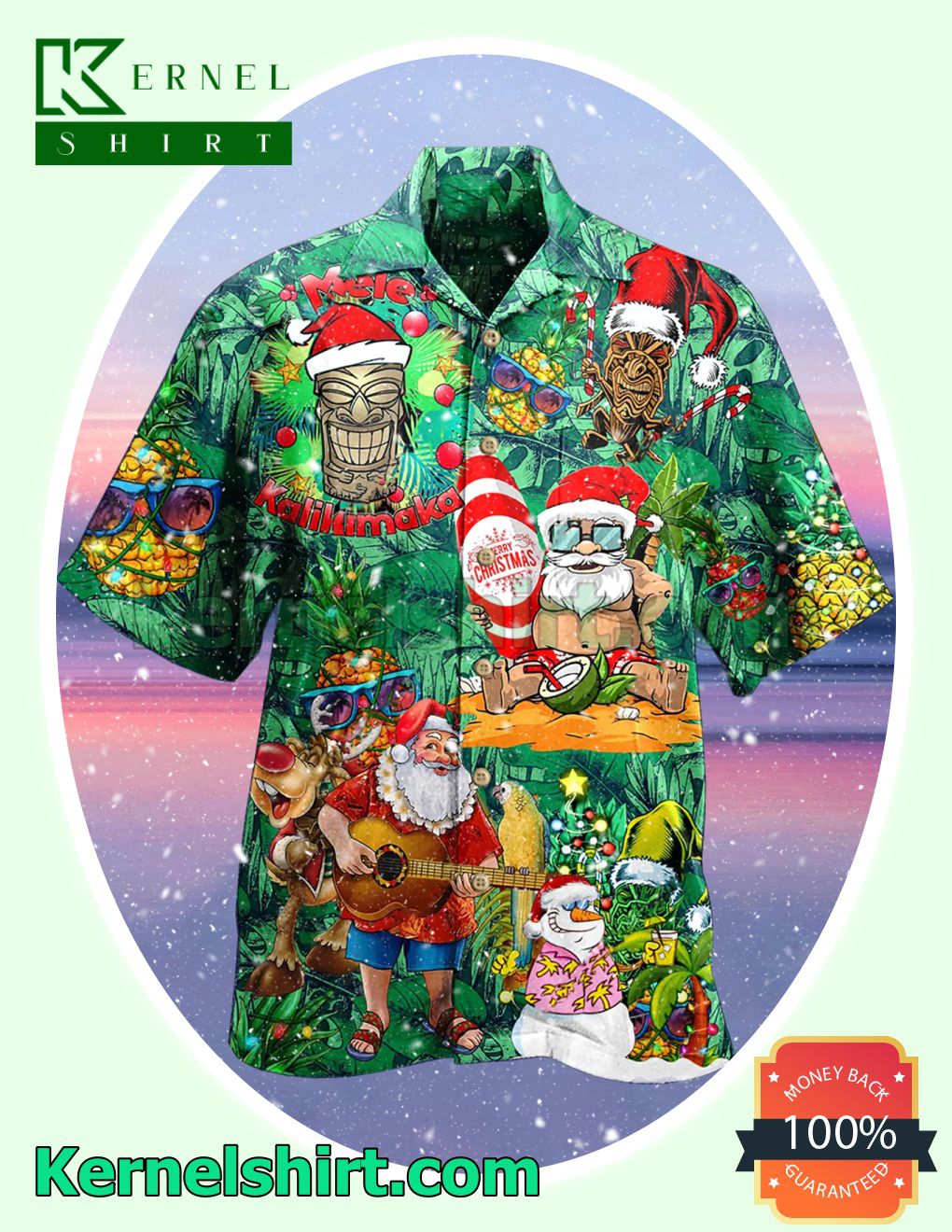 Santa Kalikimaka Tropical Christmas Xmas Short Sleeve Shirts