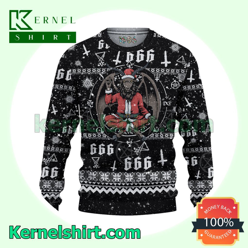 Satanic Goat Devil Lucifer Pentagram Christmas Crewneck Sweatshirt