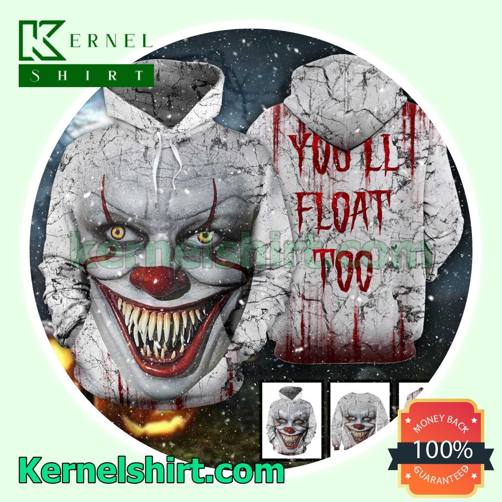 Scary Halloween Pennywise You'll Float Too Broken Surface Hooded Sweatshirt Women Legging