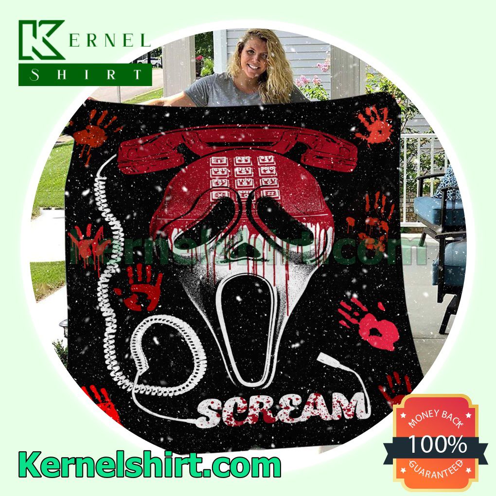 Scream Ghostface Telephone Sherpa Fleece Throw Blanket