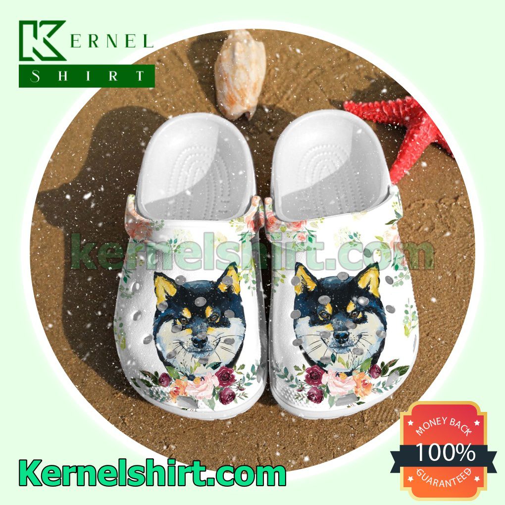 Shiba Inu Dog And Flower Clogs Shoes Slippers Sandals