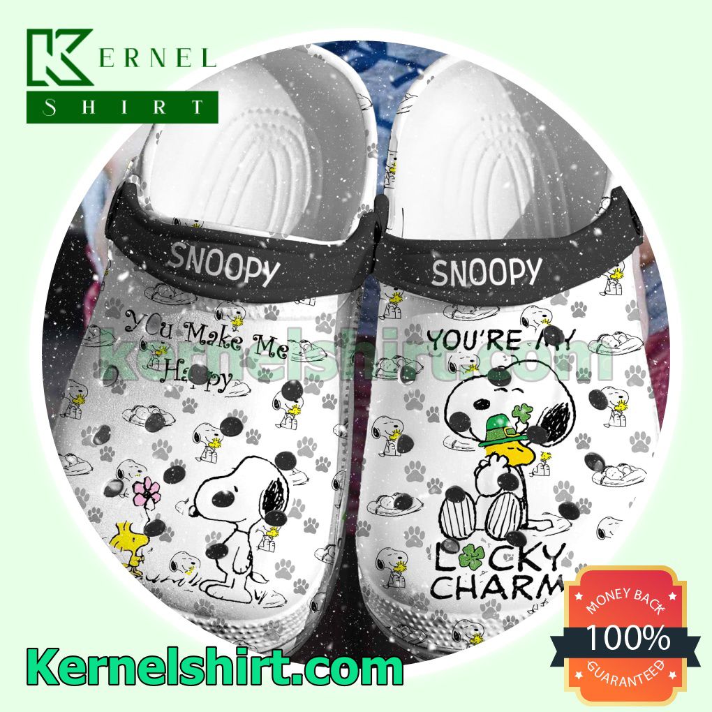 Snoopy And Woodstock You Make Me Happy Clogs Shoes Slippers Sandals