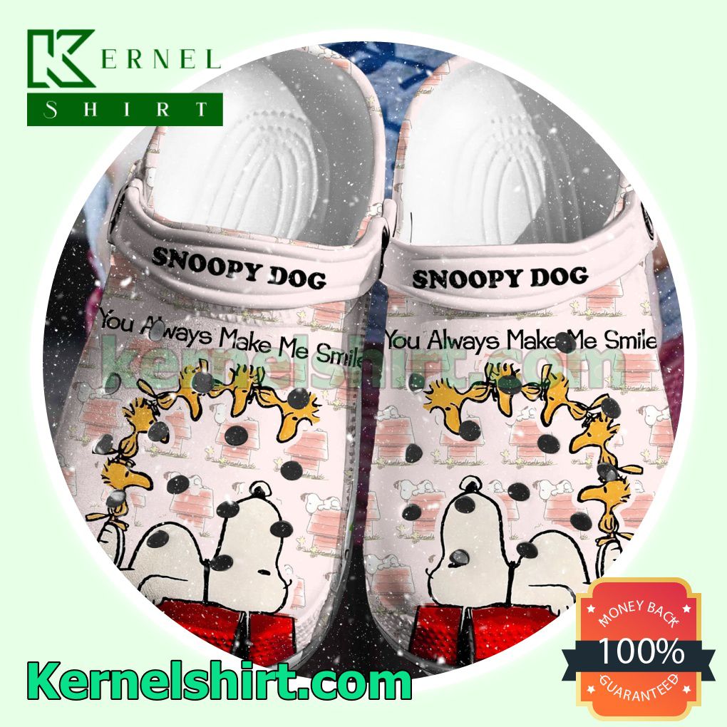 Snoopy Dog You Always Make Me Smile Clogs Shoes Slippers Sandals