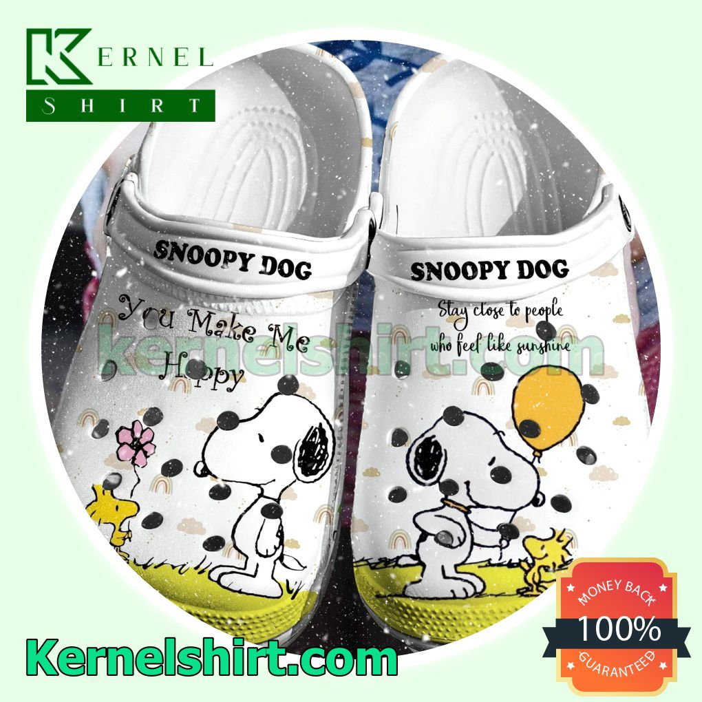 Snoopy Dog You Make Me Happy Clogs Shoes Slippers Sandals