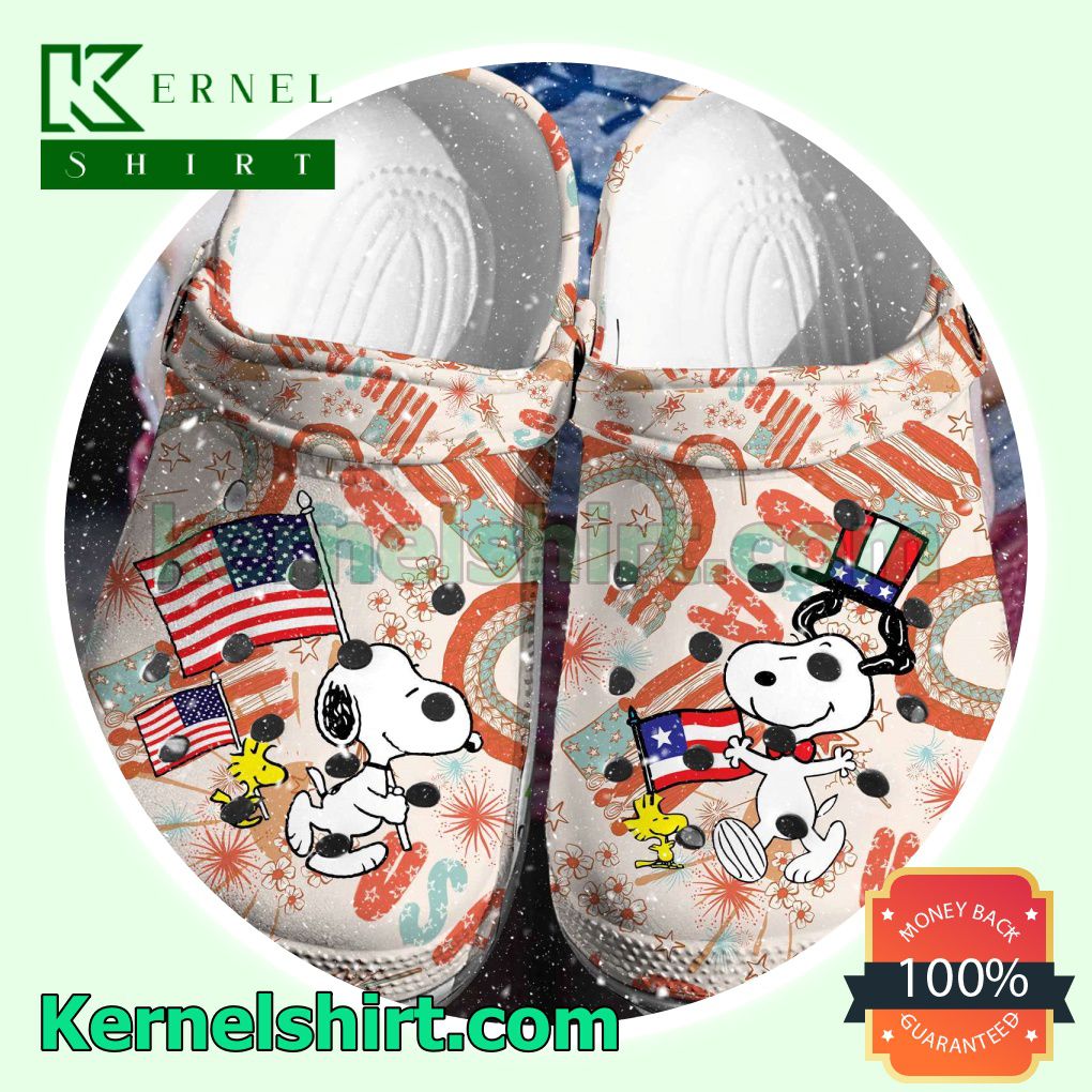 Snoopy Happy 4th Of July Clogs Shoes Slippers Sandals