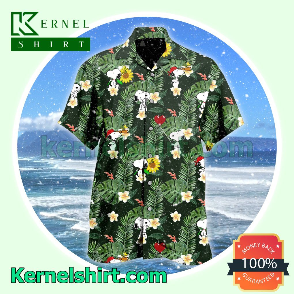 Snoopy Tropical Pattern Summer Short Sleeve Shirt