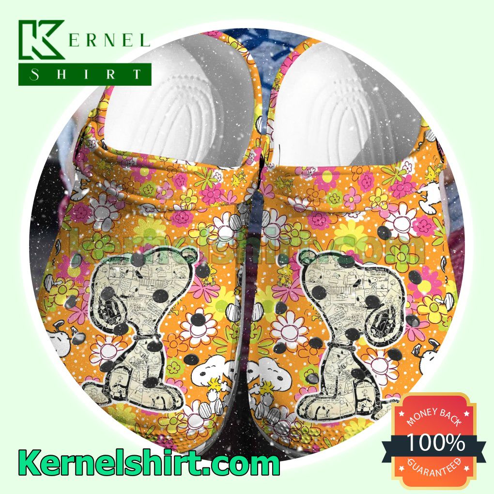 Snoopy With Flowers Clogs Shoes Slippers Sandals