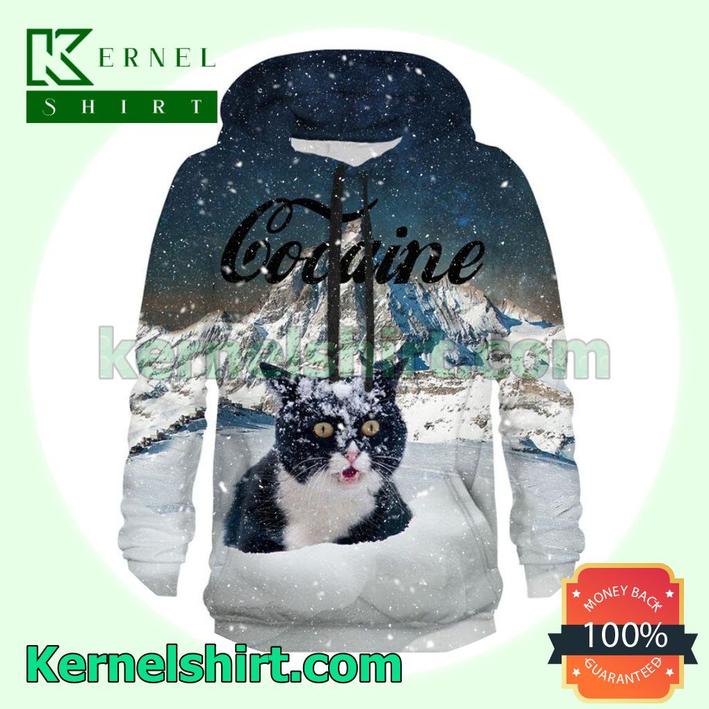 Snow Mountain Cat Cocaine Hoodies Sweatshirt