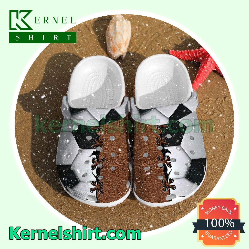 Soccer Ball Leather Pattern Clogs Shoes Slippers Sandals