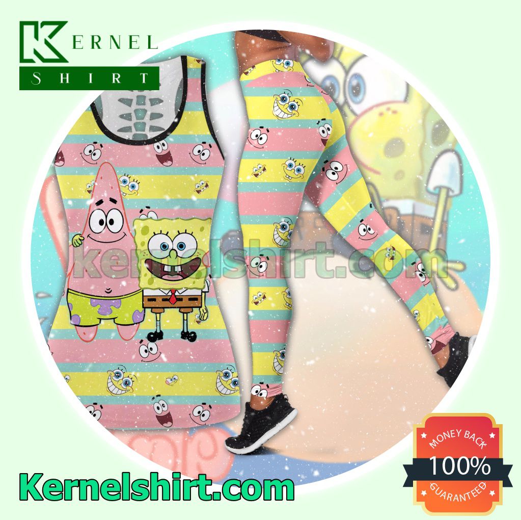 Spongebob And Patrick Horizontal Line Hooded Sweatshirt Women Legging