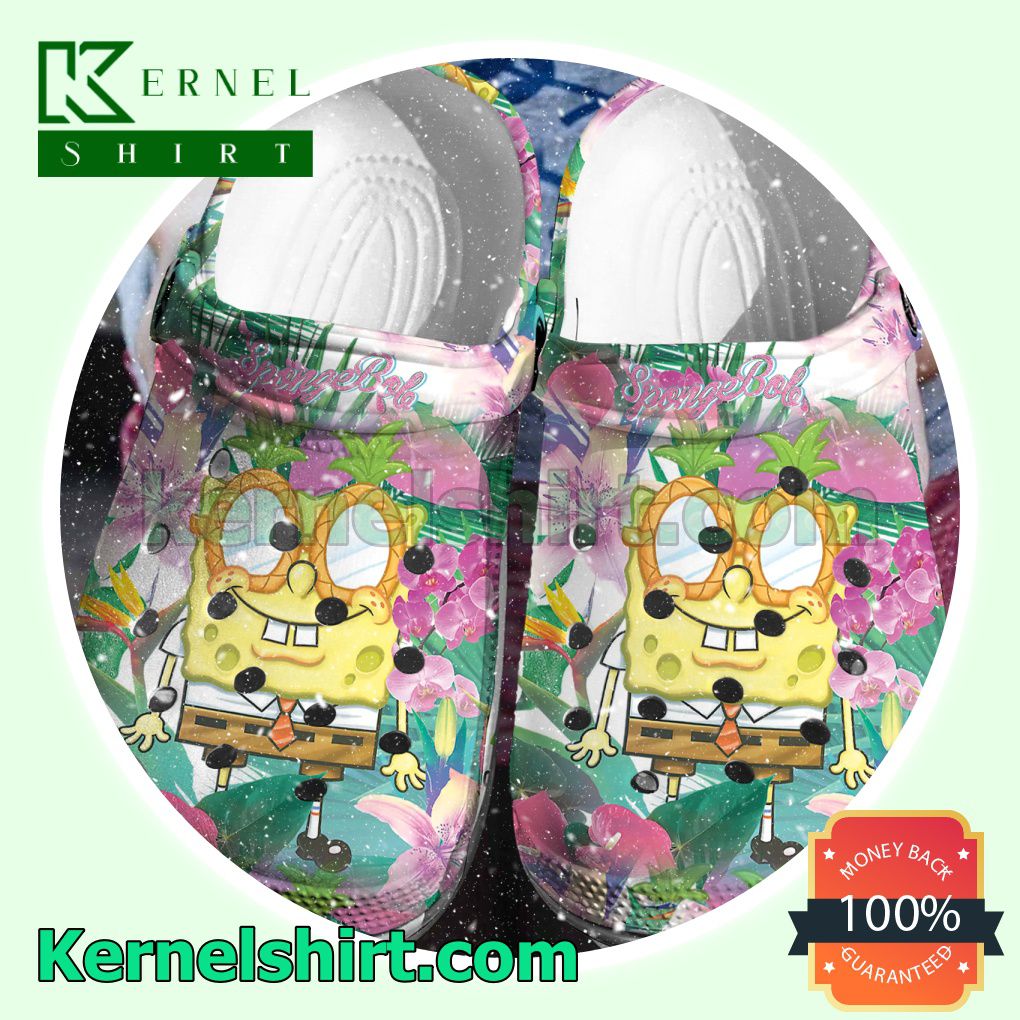 Spongebob Squarepants And Flowers Clogs Shoes Slippers Sandals