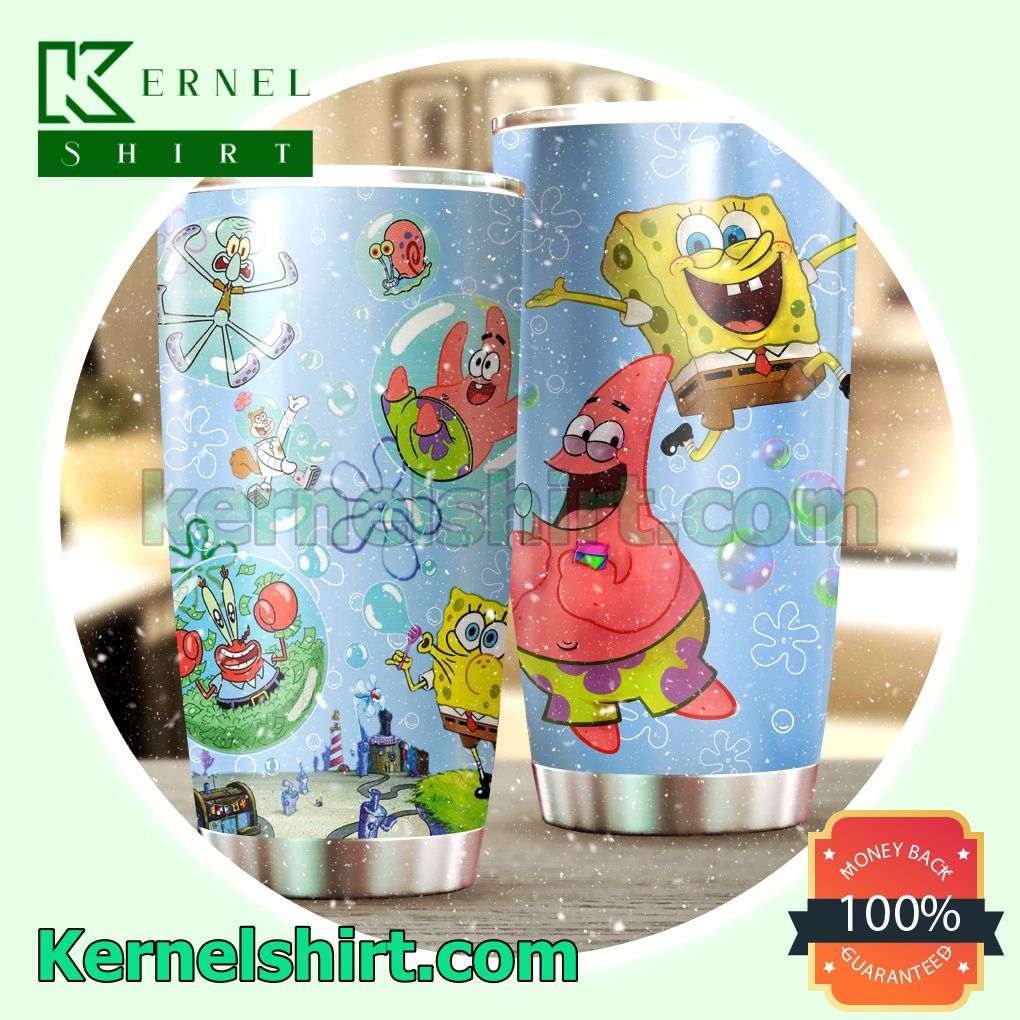 Spongebob Squarepants Cartoon Blue Tumbler Cup