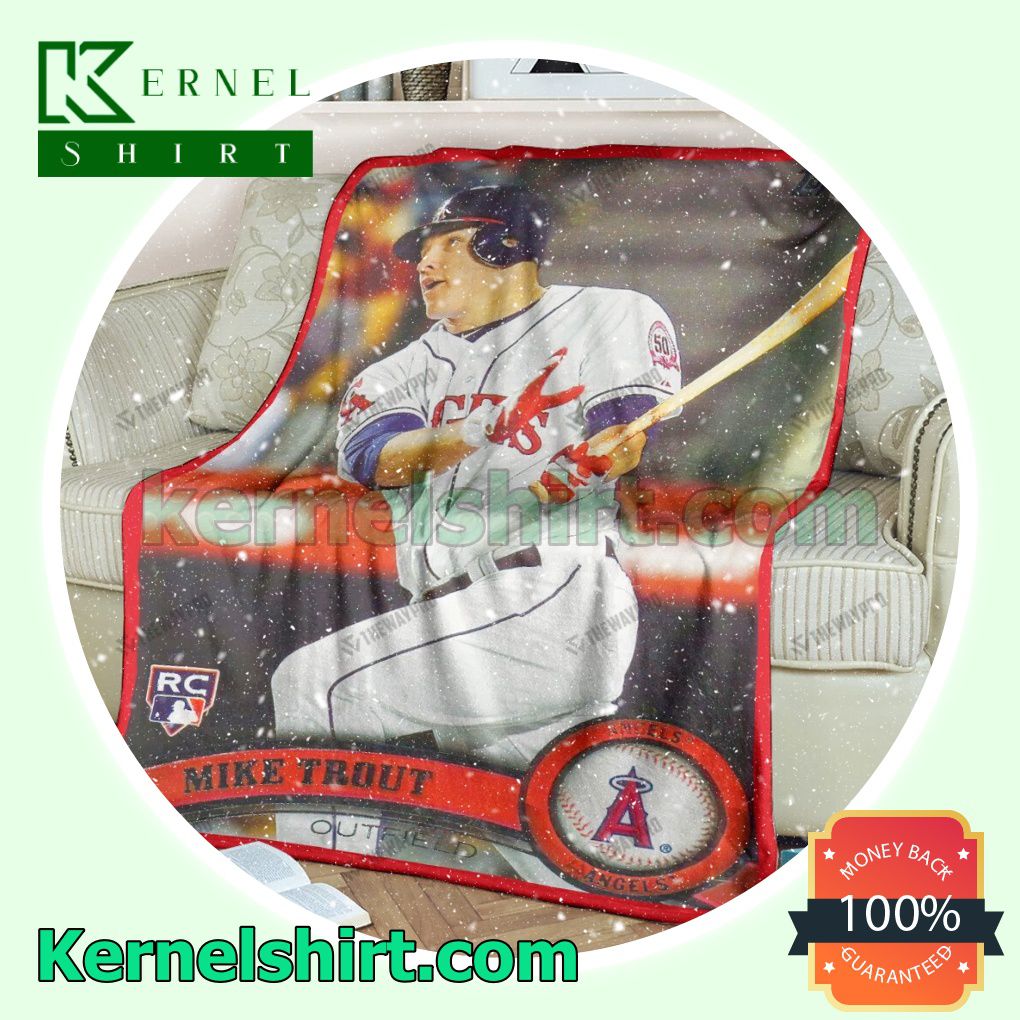 Sport Baseball Card 2011 Mike Trout Topps Update Rookie Card Fleece Throw Blanket