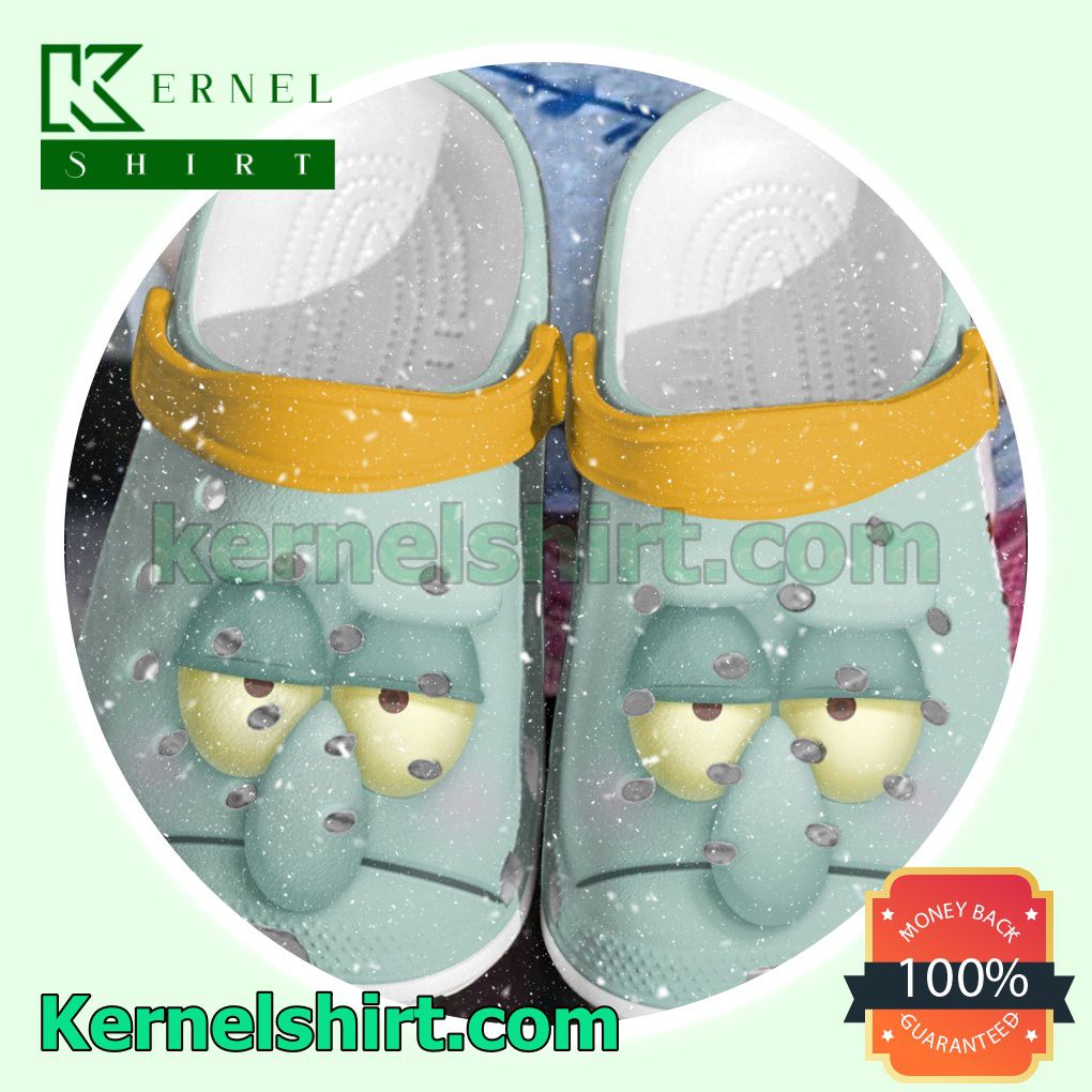 Squidward Face Full Print Clogs Shoes Slippers Sandals