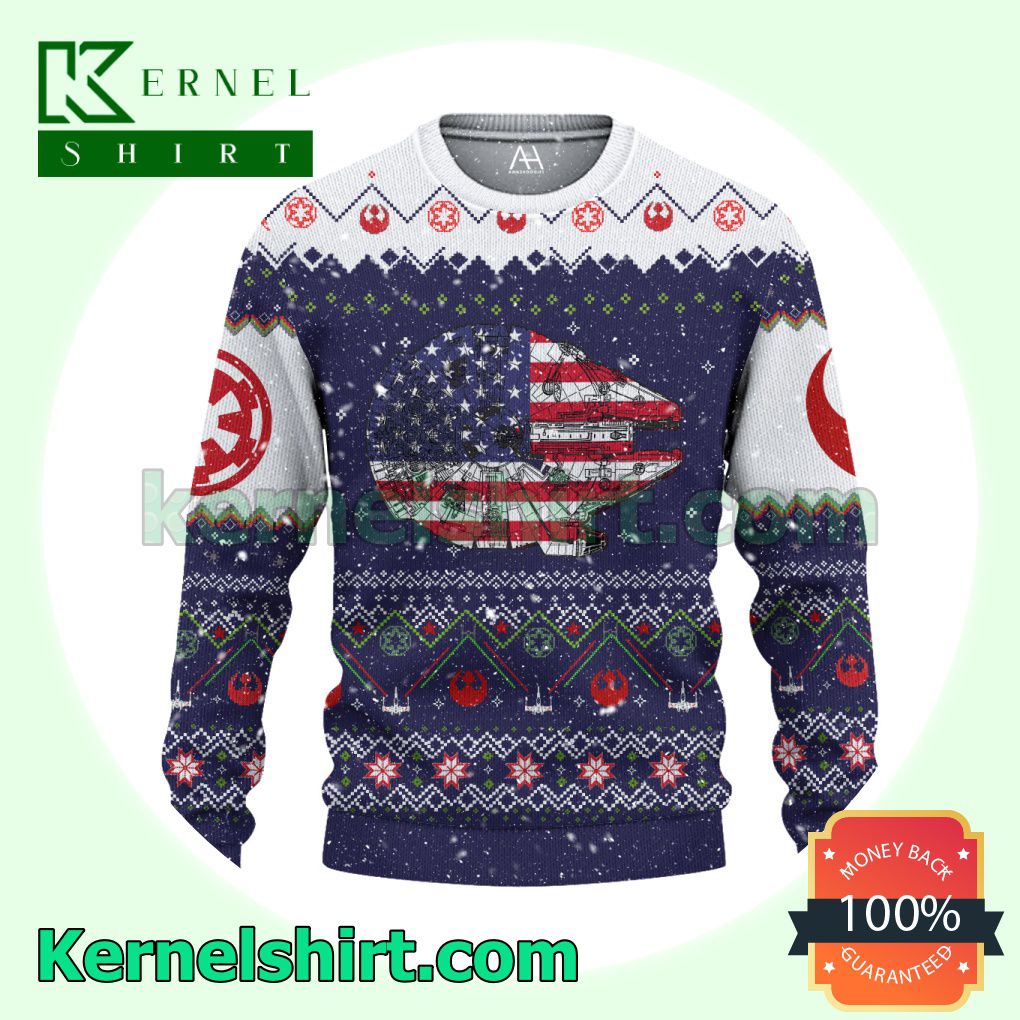 Star Wars Spaceship American Flag Crewneck Sweatshirt