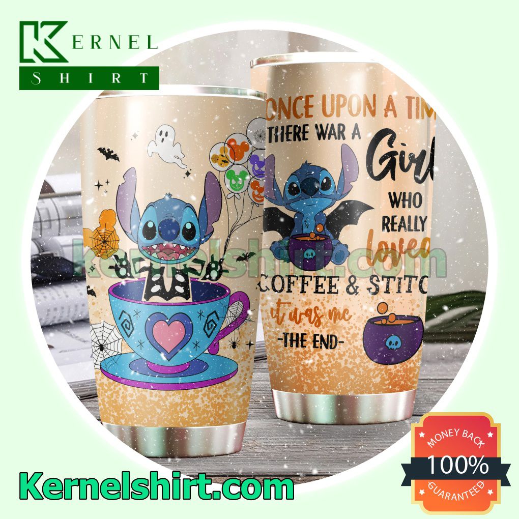 Stitch Halloween Once Upon A Time There Was A Girl Who Really Loved Coffee And Stitch Tumbler Cup