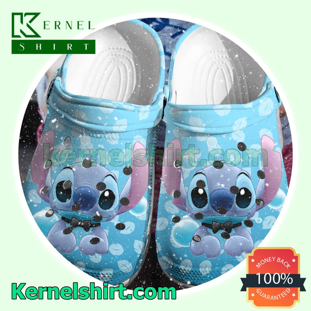 Stitch Leaves Pattern Blue Clogs Shoes Slippers Sandals