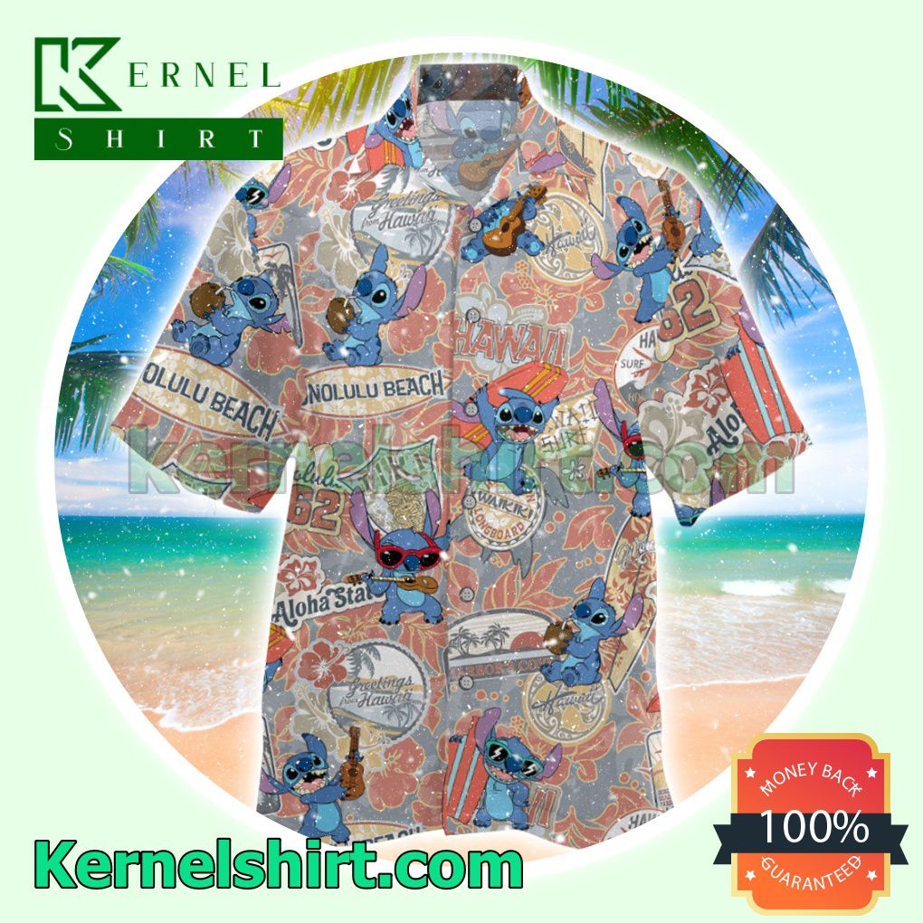 Stitch Onnolulu Beach Summer Short Sleeve Shirt