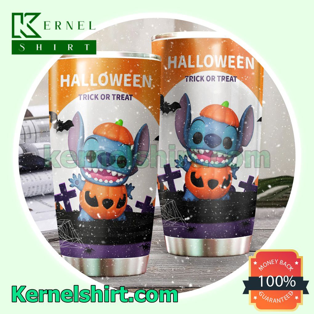 Stitch Pumpkin Halloween Trick Or Treat Tumbler Cup