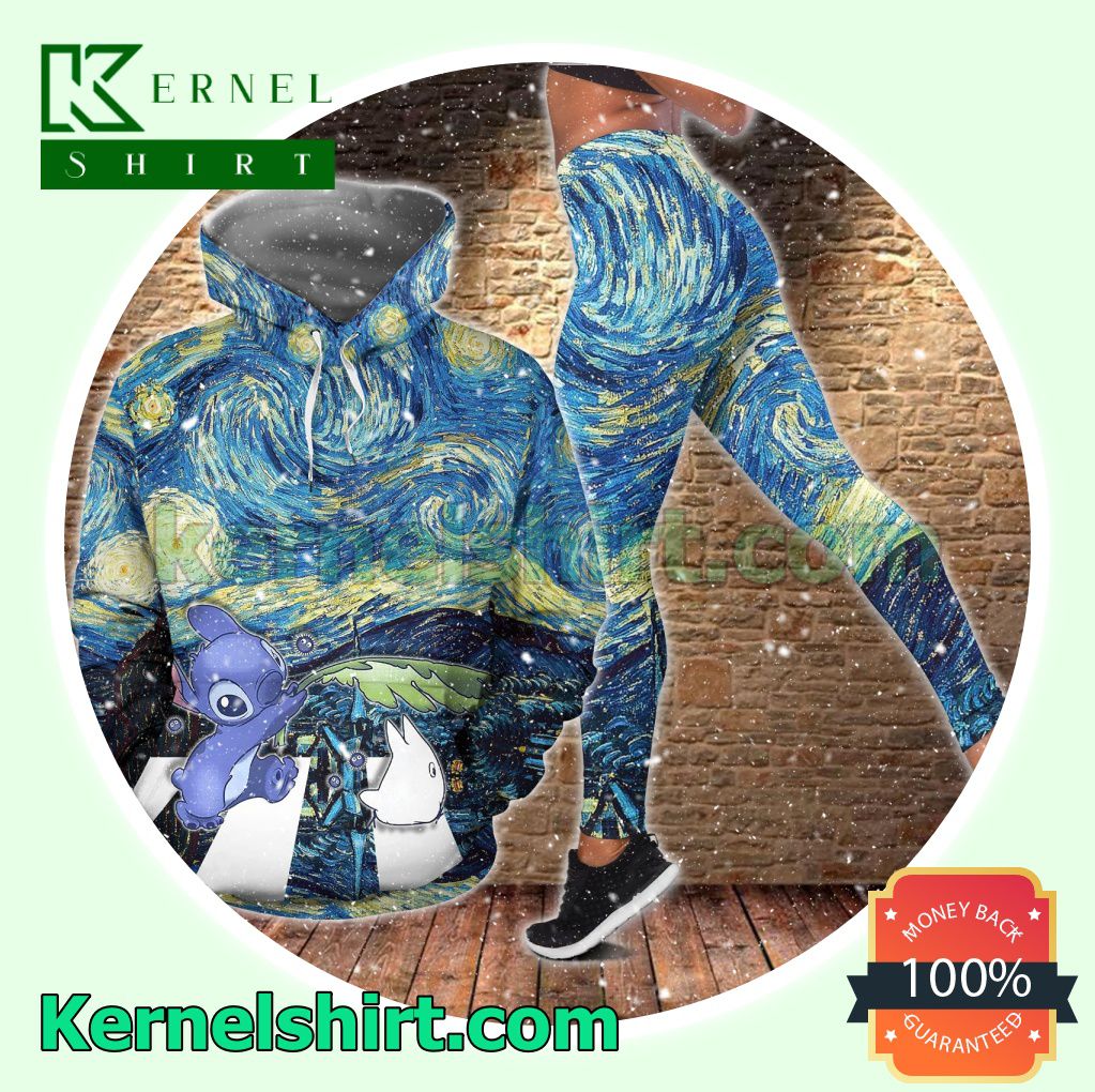 Stitch Starry Night Hooded Sweatshirt Women Legging