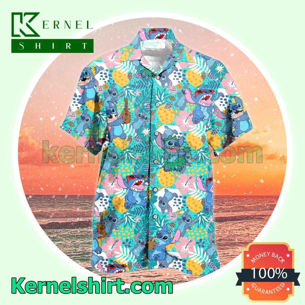 Stitch Summer Time Tropical Summer Short Sleeve Shirt