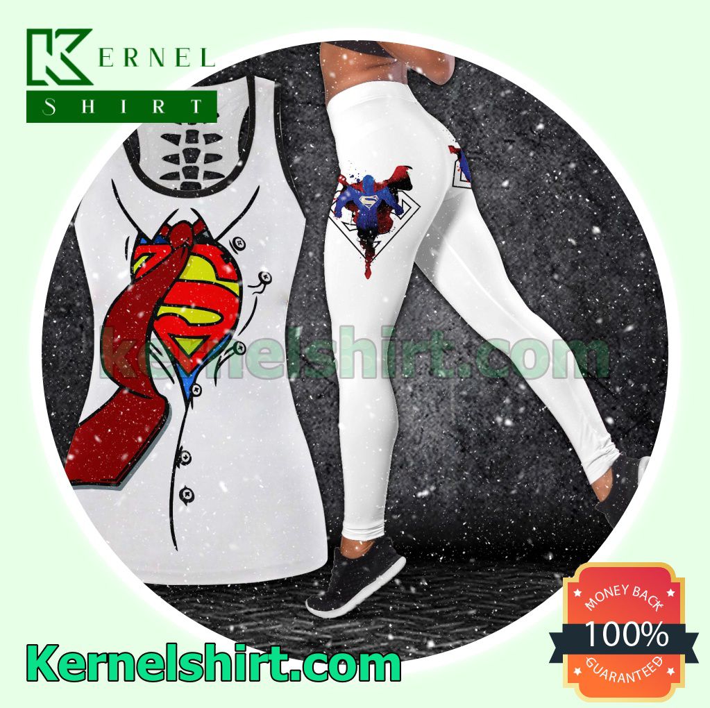 Superman White Hooded Sweatshirt Women Legging