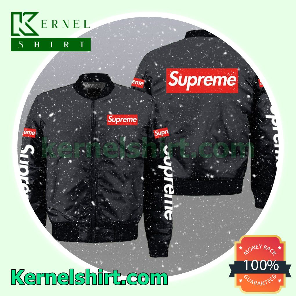 Supreme Brand Logo Black Basic Varsity Jacket Coat Outwear