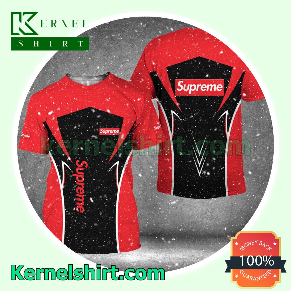 Supreme Luxury Brand Red And Black Logo 3D T-Shirt
