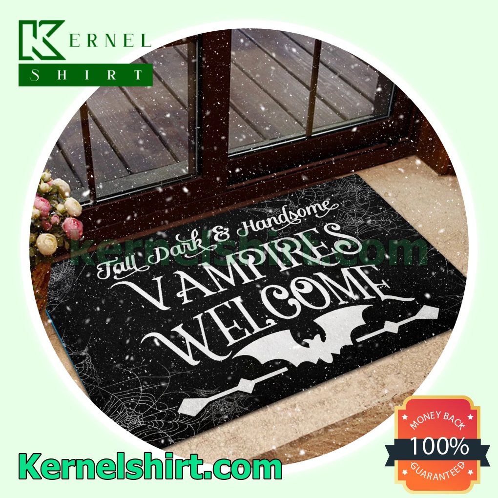 Tall Dark And Handsome Vampires Welcome Indoor Outdoor Door Rug