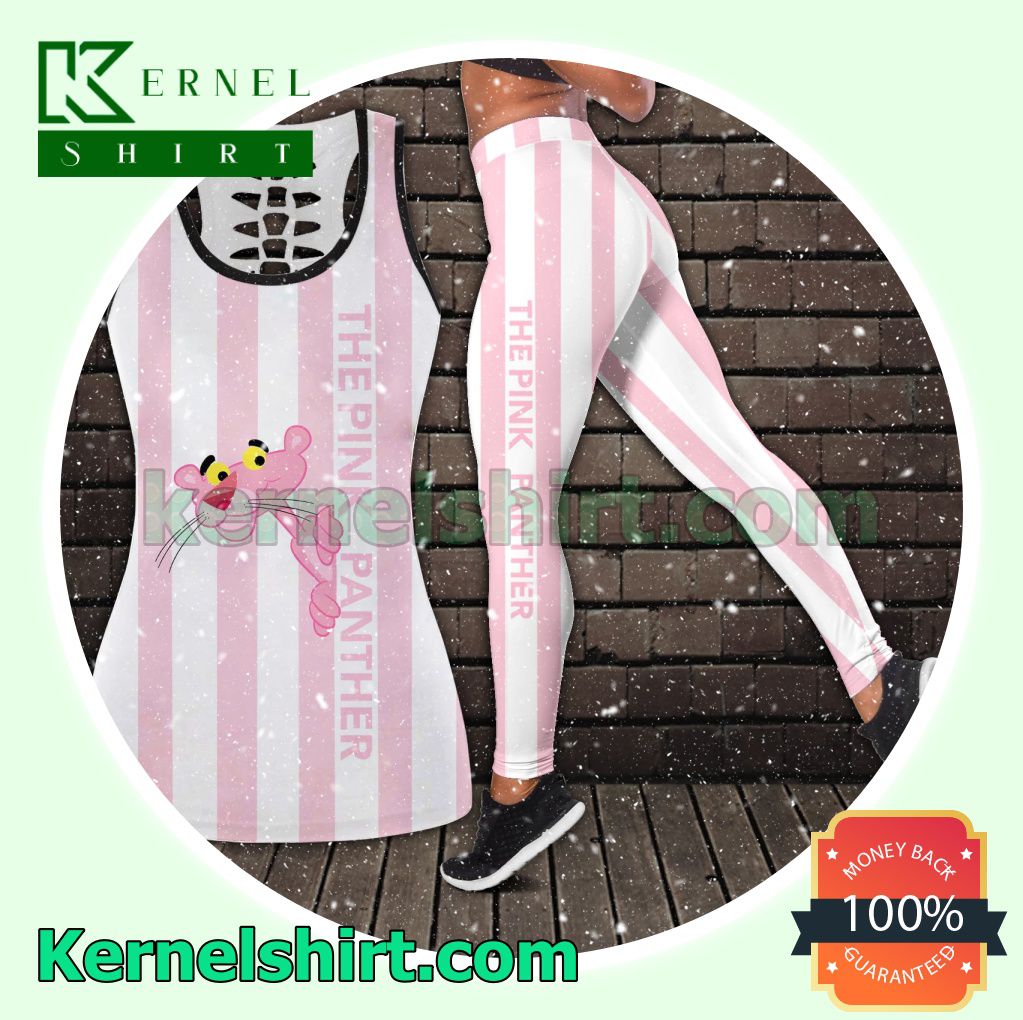 The Pink Panther White And Pink Stripes Hooded Sweatshirt Women Legging