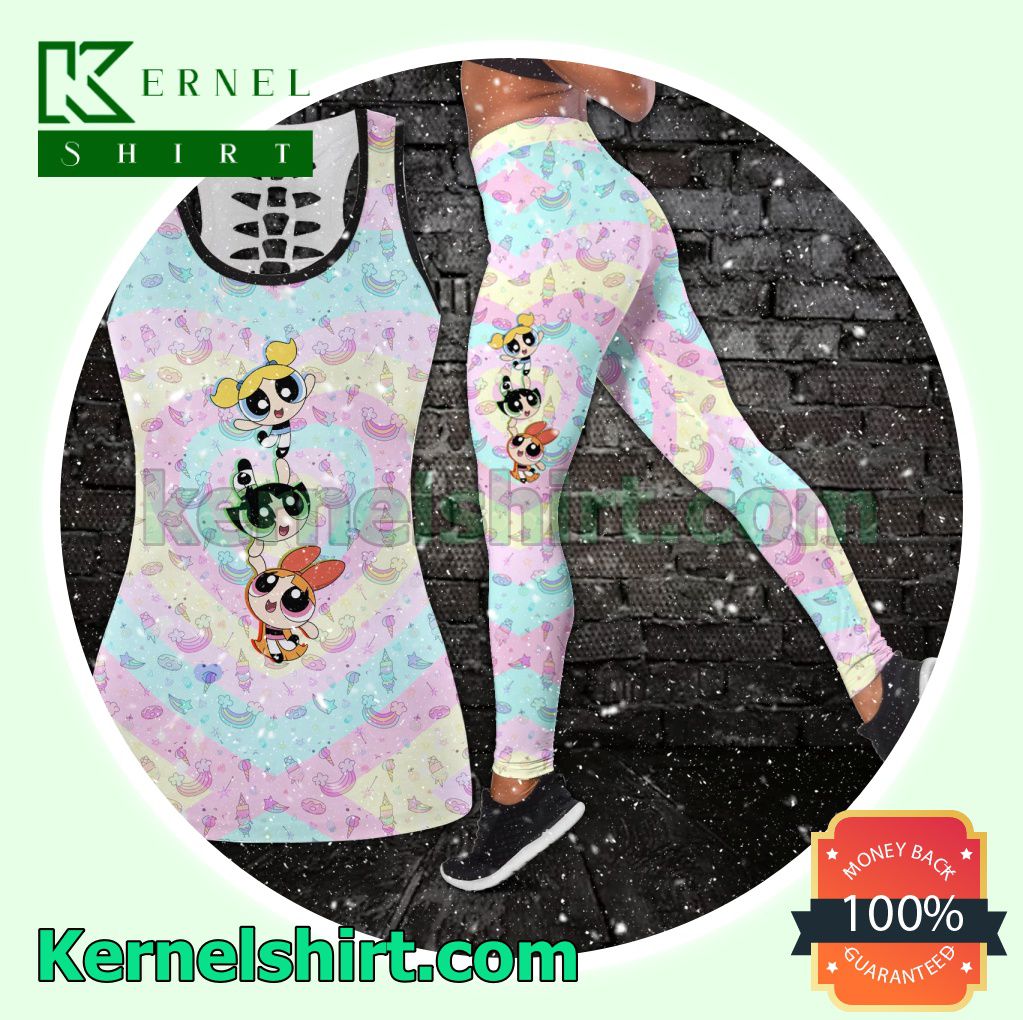 The Powerpuff Girls Colorful Heart Hooded Sweatshirt Women Legging