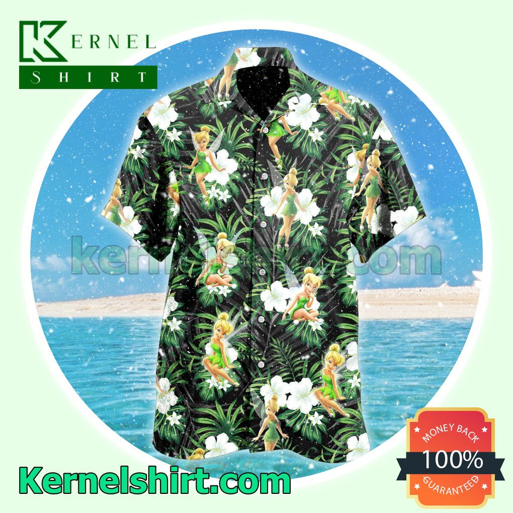 Tinkerbell Tropical Leaves Summer Short Sleeve Shirt