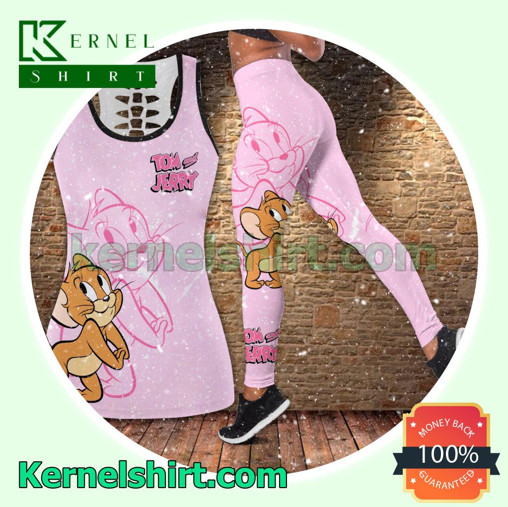 Tom And Jerry Pink Hooded Sweatshirt Women Legging