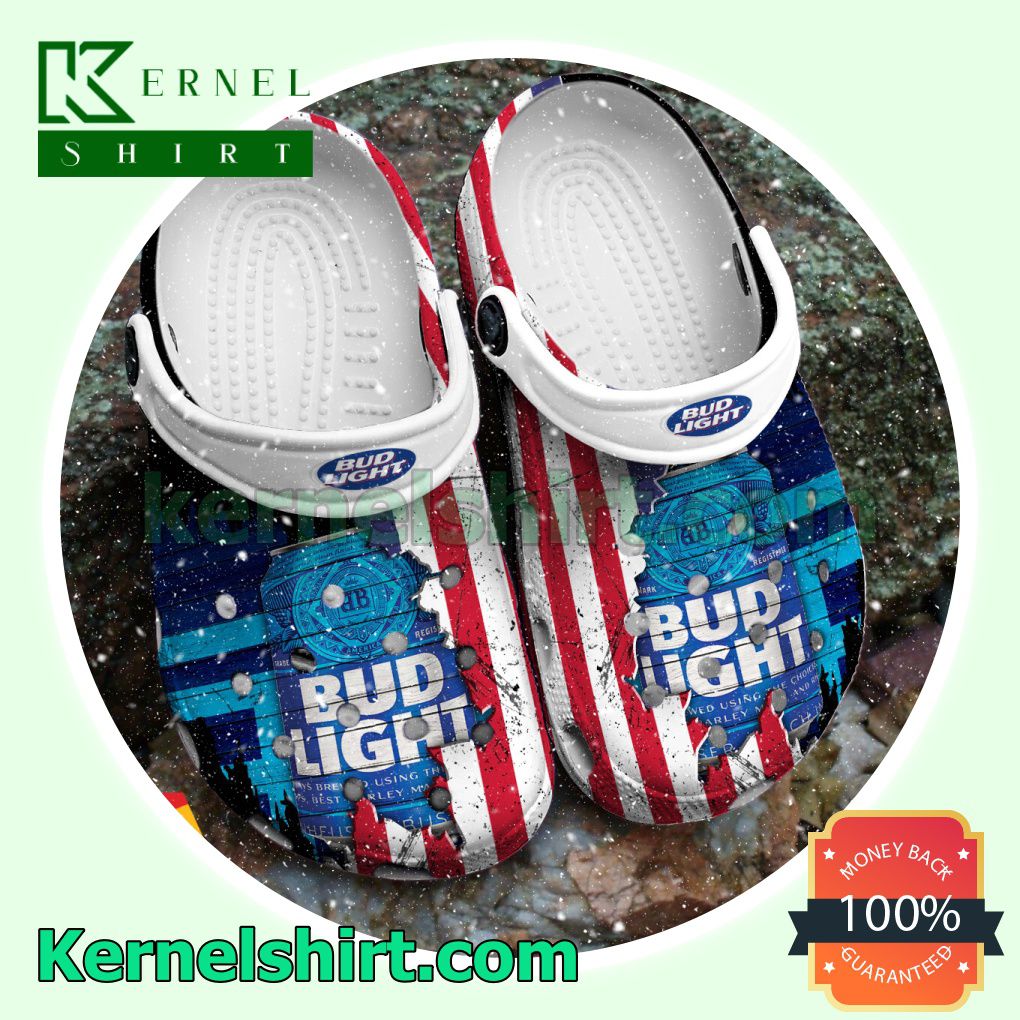 USA Flag Pattern Bud Light Clogs Shoes Slippers Sandals