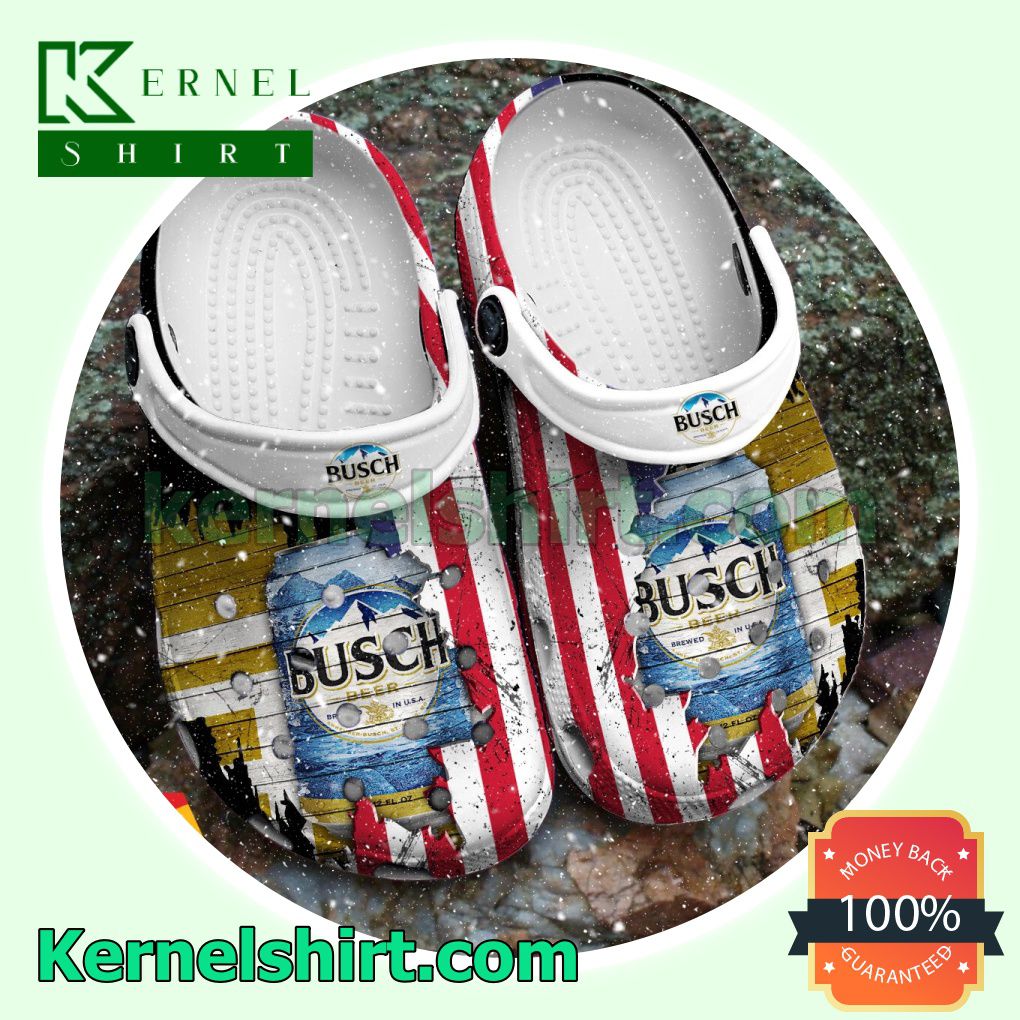 USA Flag Pattern Busch Beer Clogs Shoes Slippers Sandals