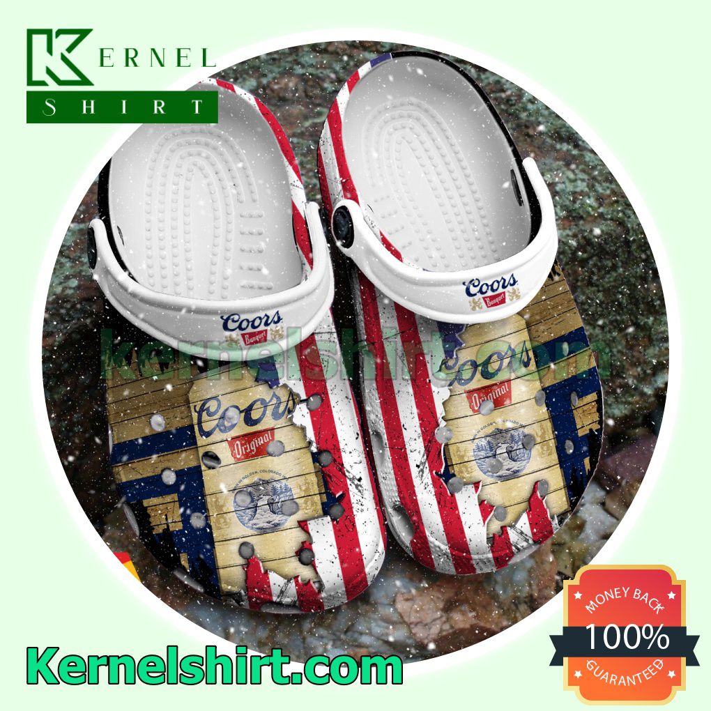 USA Flag Pattern Coors Banquet Clogs Shoes Slippers Sandals