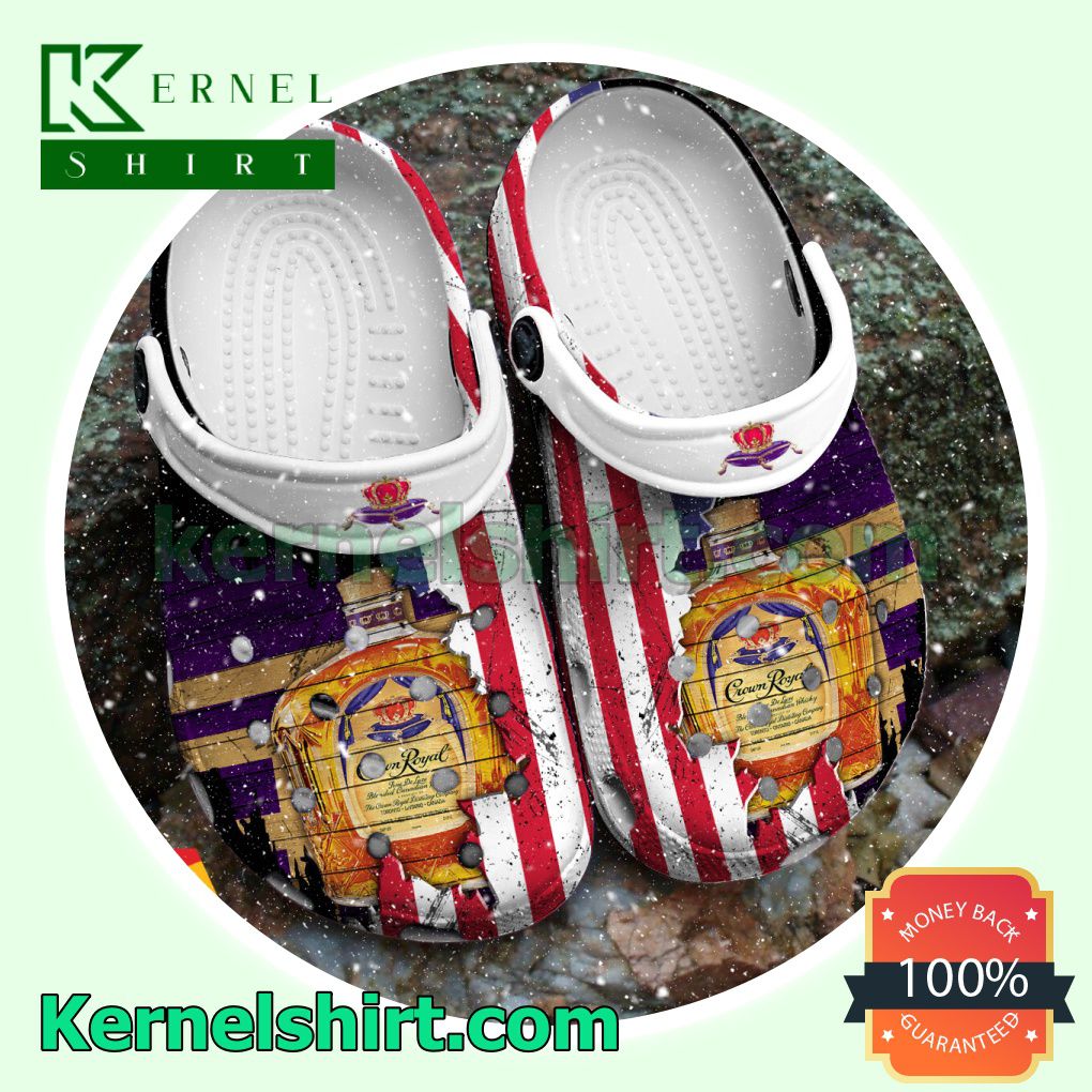 USA Flag Pattern Crown Royal Clogs Shoes Slippers Sandals