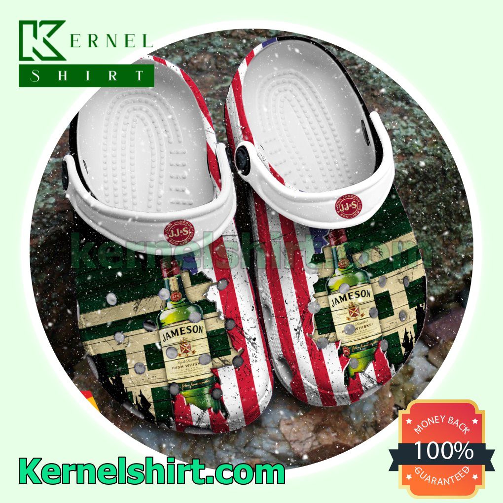 USA Flag Pattern Jameson Whiskey Clogs Shoes Slippers Sandals