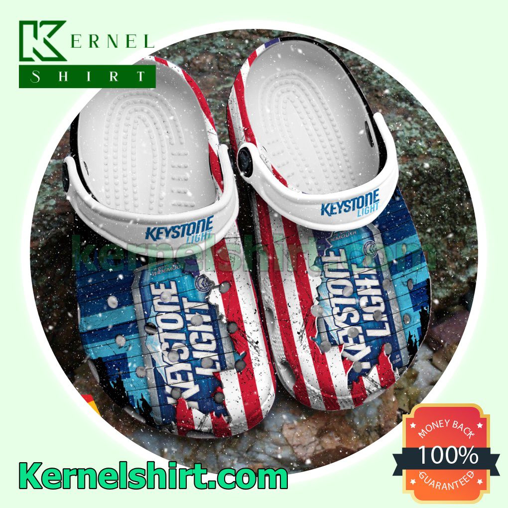 USA Flag Pattern Keystone Light Clogs Shoes Slippers Sandals